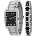 thumbnail image 2 of Elgin Quartz Analog Watch, Black Rectangle Dial, Silver and Black Bracelet, Men's (FG9060ST), 2 of 4