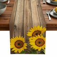 thumbnail image 5 of Summer Farm Sunflower Table Runner 13x72in Non-Slip Cotton Linen Table Runners, Country Floral on Wood Board Dresser Scarves TableRunner for Dinner Kitchen Dining Wedding Party, 5 of 9