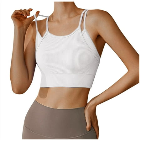 Fsqjgq Bras for Women Underwear Push Up Bras Large Size Womens Sports Bras Bras for Older Women Crisscross Back Sports Bra Padded Racerback Crop Sports Bras Workout Yoga Gym Tank Top Seamless Sports
