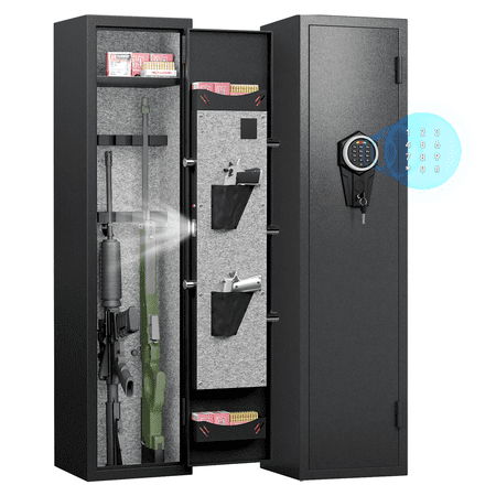 CoSoTower High-Security Steel Rifle Cabinet - 3-4 Gun Capacity Electronic Lock Solid Bolts Dual Alarms LED Lighting Silent Operation