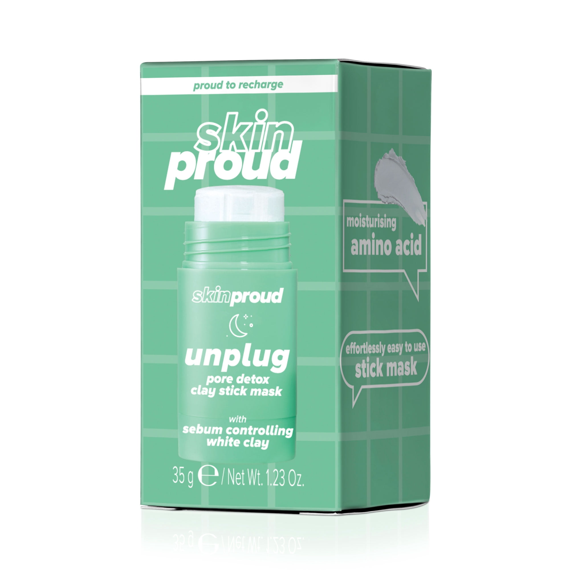 Skin Proud Unplug Pore Detox Clay AHA Stick Mask, For Blemish Prone Skin,1.23 oz
