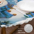 thumbnail image 4 of Blue Snowman Christmas Table Cloth, Round Fitted Tablecloths with Elastic Edge, Xmas Tree Balls Snowflake Wipeable Waterproof Table Cover for Kitchen Wedding 45-54 Inches, 4 of 4