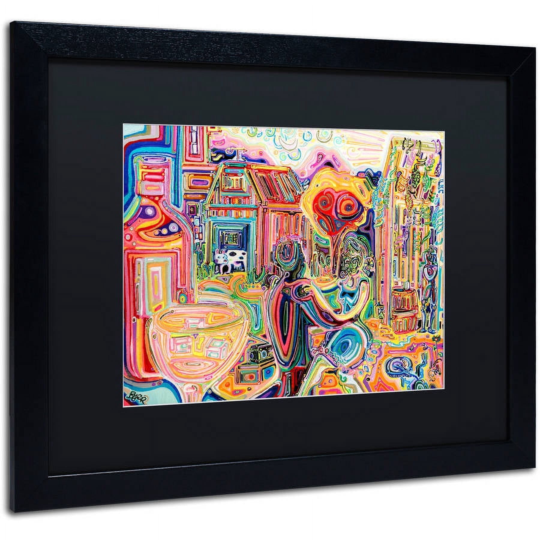 Trademark Fine Art "The Cow Sees Everything" Canvas Art by Josh Byer, Black Matte, Black Frame