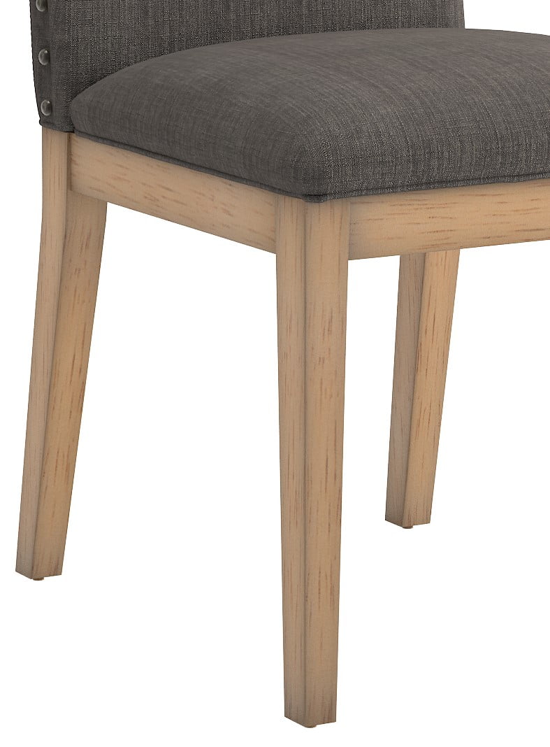 Weston Home Kirk Nailhead Accent Parson Linen Dining Chair, Set of 2, Charcoal
