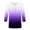 thumbnail image 7 of Summer Plus Size 3/4 Sleeves Tops for Womens Fashon Spring And Summer Gradient Printed Top Collar Button Sexy Shirt 3/4 Sleeve Long Sleeve V Neck Top/Shirt, 7 of 7
