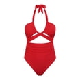 thumbnail image 4 of Sngxgn Women's Swimsuits Swimwear Asymmetric Ruffle Monokinis Bathing Suits(Red,L), 4 of 4