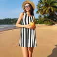 thumbnail image 3 of Fotbe Black And White Thick Stripes Vestido de Verano sin Mangas para Mujer – Vestido Midi Línea A, Estilo Camiseta Floral, Vestido Playero Casual y Fluido, 3 of 7