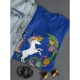 thumbnail image 3 of Magic Unicorn With Flowers Shaped T-Shirt Women -Image by Shutterstock, Female Large, 3 of 4