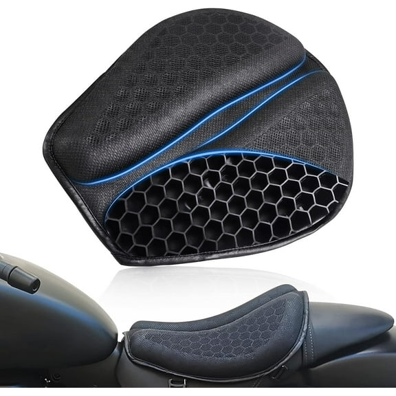 Foldable Motorcycle Gel Seat Cushion, Large 3D Honeycomb Structure Shock Absorption & Breathable Motorcycle Gel Seat Pad for Long Rides