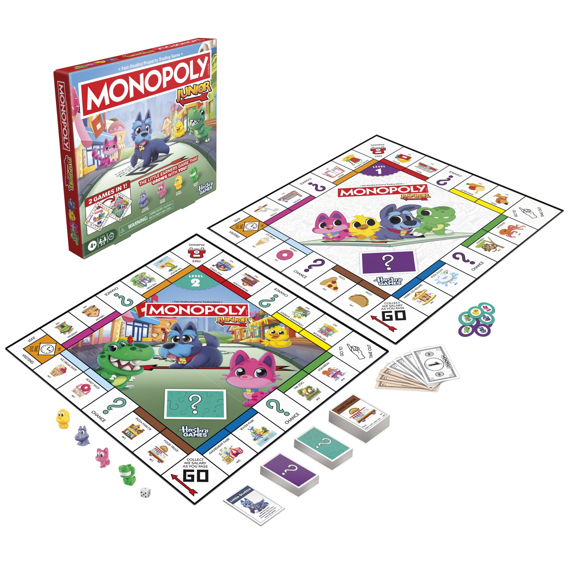 Monopoly Junior Board Game 2026, 2 Games in 1, 2Sided Boa