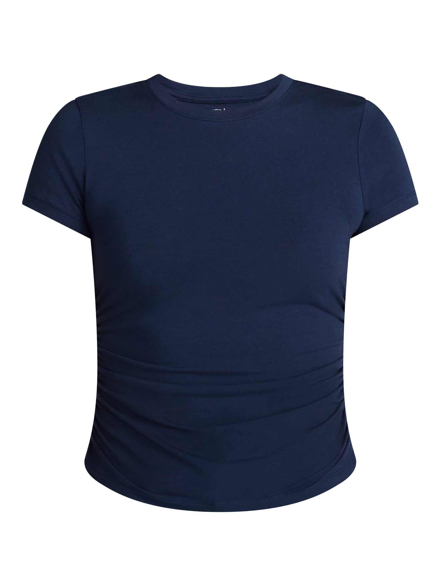 Time and Tru Women’s Ruched Tee with Short Sleeves, Sizes XS-XXXL