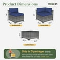 thumbnail image 3 of Aoxun 11 Piece Patio Furniture Set Wicker Rattan Patio Conversation Set Outdoor Sectional Sofa Set with Coffee Table and 4” Thickened Cushions, Blue(Waterproof Cover Included), 3 of 6