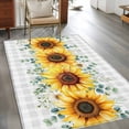 thumbnail image 2 of 3'x5' Rug for Living Room Bedroom, Sunflower Washable Area Rugs Non-Slip Carpet Mats, Yellow Floral Grey Plaid Eucalyptus Leaves Indoor Low Pile Area Rug Runner for Kitchen, Mudroom, 2 of 8