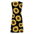 thumbnail image 5 of Uaswgudfs Sleeveless V-Neck Asymmetric Hem Midi Dress - Summer Dresses for Women 2025 Casual Sundress with Ring Strap & Sunflower Print Black S, 5 of 5