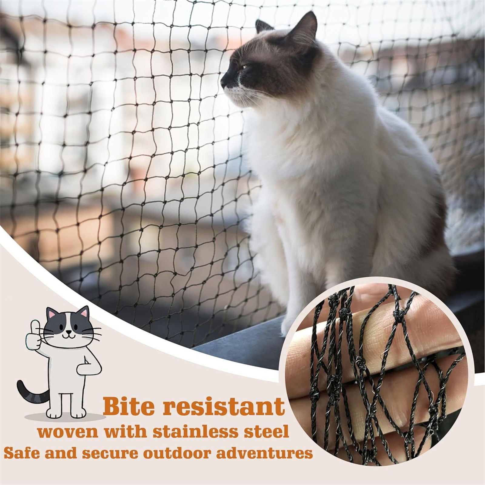 Durable Pet Mesh Screen for Balconies and Stair Cats Safety Net with Steel Wire Reinforcement Supplies