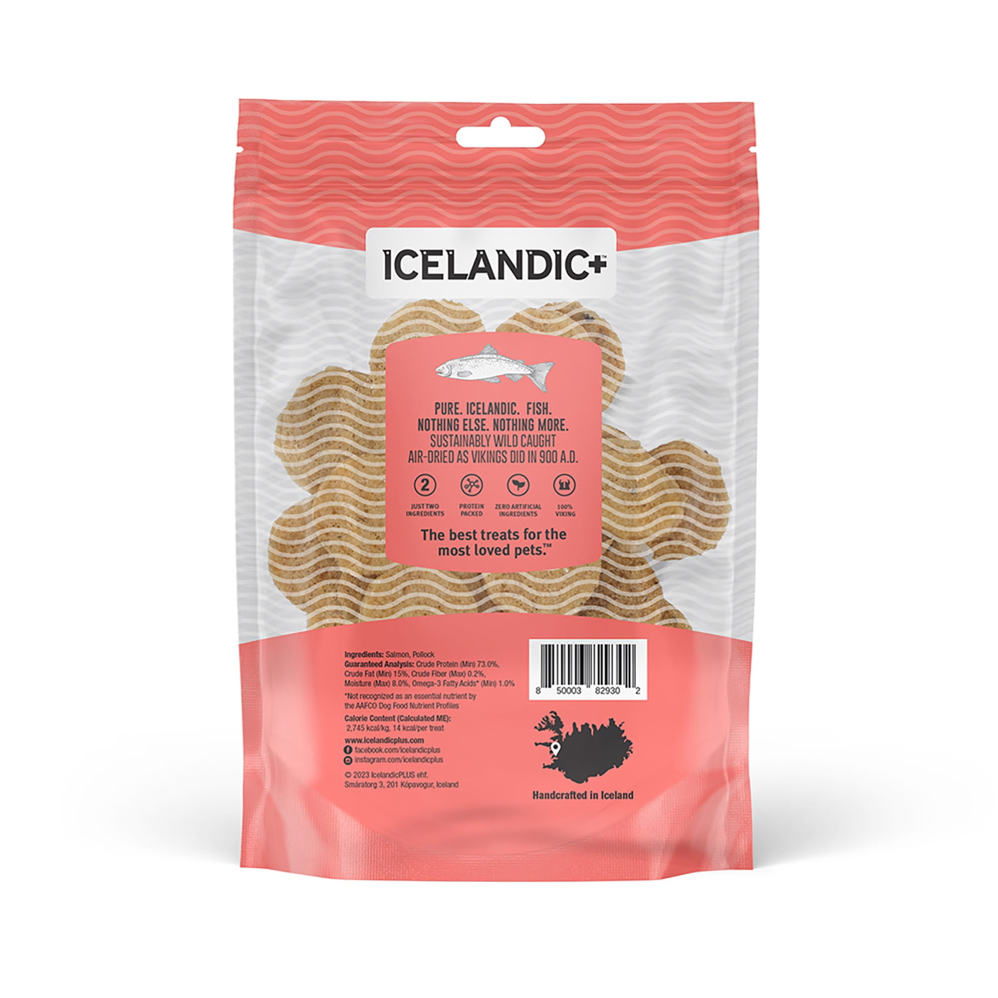 Icelandic+ Fish Chips: Salmon 2.5oz - Dog Treats, For Medium-Large Dogs, Natural 2 Ingredient Air-Dried Crunchy Treats