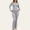 Gray, variant on Womens 2 Piece Lounge Sets Slim Fit Square Neck Long Sleeve Top Fold Over Yoga Flare Pants Pajamas Loungewear Outfits