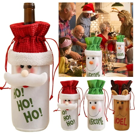 

QWY New Christmas Decoration Supplies Christmas Bottle Bag Santa Bag Christmas Home Table Decoration