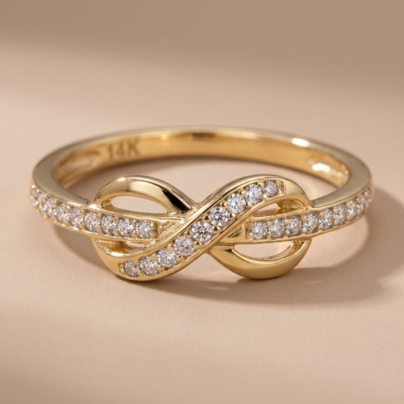 Vinali Solid 14K Yellow Gold CZ Infinity Ring for Women Size 6