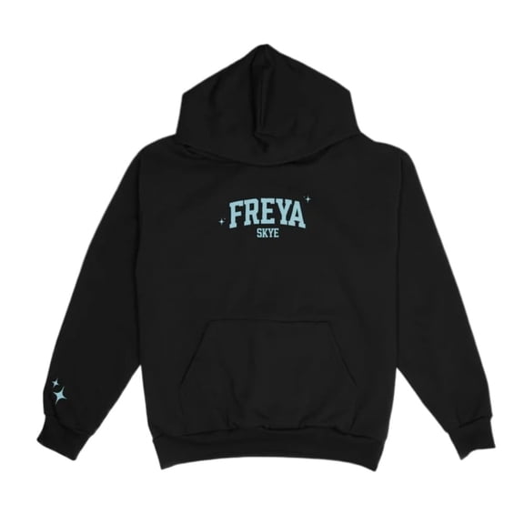 Freya Skye Merch Collegiate Hoodie Merch Long Sleeve Unisex Black Sweatshirt Casual Pullover Casual Streetwear Top