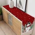 thumbnail image 4 of Red Christmas Table Runner 90 Inches Long Farmhouse Dress Scarves, Xmas Snowman Trees Watercolor Snowflakes Dining Tablerunner for Coffee Table/Kitchen Island/Party Décor, 13" x 90", 4 of 8