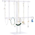 thumbnail image 1 of Soporte para joyería, soporte para collar, soporte acrílico para exhibición de joyería, organizador para colgar collares y pulseras, soporte transparente de torre de 2 niveles para brazaletes, collare, 1 of 5
