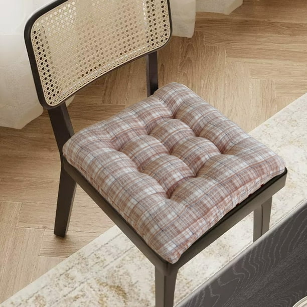 Cojín cuadrado de felpa con respaldo | Almohadilla para silla de oficina, comedor o escritorio | Agarre de silicona antideslizante