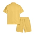 thumbnail image 4 of CONZONE Mens 2 Peice Beach Outfits Solid Color Short Sleeve Buttons Up Shirts Shorts Sets Breathable Summer Tracksuits, 4 of 7