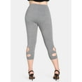 thumbnail image 5 of Rosegal Women's Plus Size & Curve Rhinestone Butterfly Pattern Cutout Capri Leggings, 5 of 5