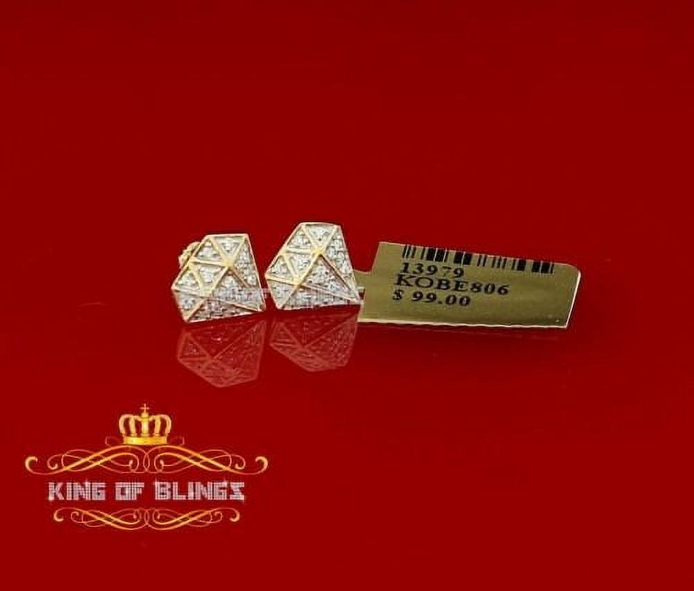 King of Bling's 0.24ct Cubic Zirconia 925 Yellow Silver Women's & Men's Hip Hop Stud Earrings