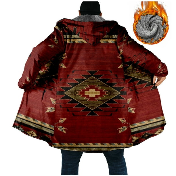 EQWLJWE Winter Heavy Warm Sherpa Lined Fleece Western Aztec Ethnic Print  Graphic Patchwork Hoodies Flannel Jacket Men Plus Size Big and Tall Mens  Coat Mens Outerwear Coats, Jackets Clearance 