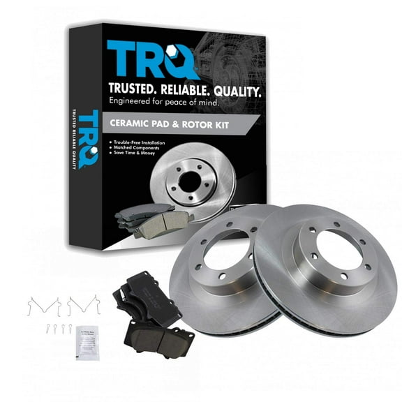 TRQ Front Brake Pad & Rotor Kit Brake Pads Brake Rotor Ceramic Fits Select 2003-2009 Lexus GX470 Toyota 4Runner