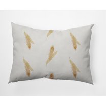 Simply Daisy, 14" x 20" Feather Stripe Gold Floral Decorative Outdoor Pillow