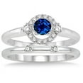 thumbnail image 2 of 1.25 Carat Sapphire and Diamond Elegant Flower Halo Bridal Set on 10k White Gold, 2 of 2