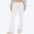 thumbnail image 4 of Women's High Waist Flare Leggings, Drawstring Wide Leg Joggers, Y2K Brushed Soft Lounge Pants for Casual Wear, Athleisure and Street Style Outfits White L, 4 of 6
