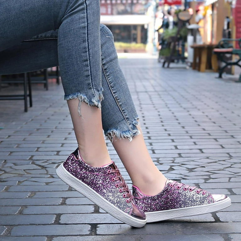 Blue sequin tennis shoes deals