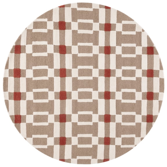 SAFAVIEH Genre Taylan Geometric Area Rug, Ivory/Beige, 6' x 6' Round