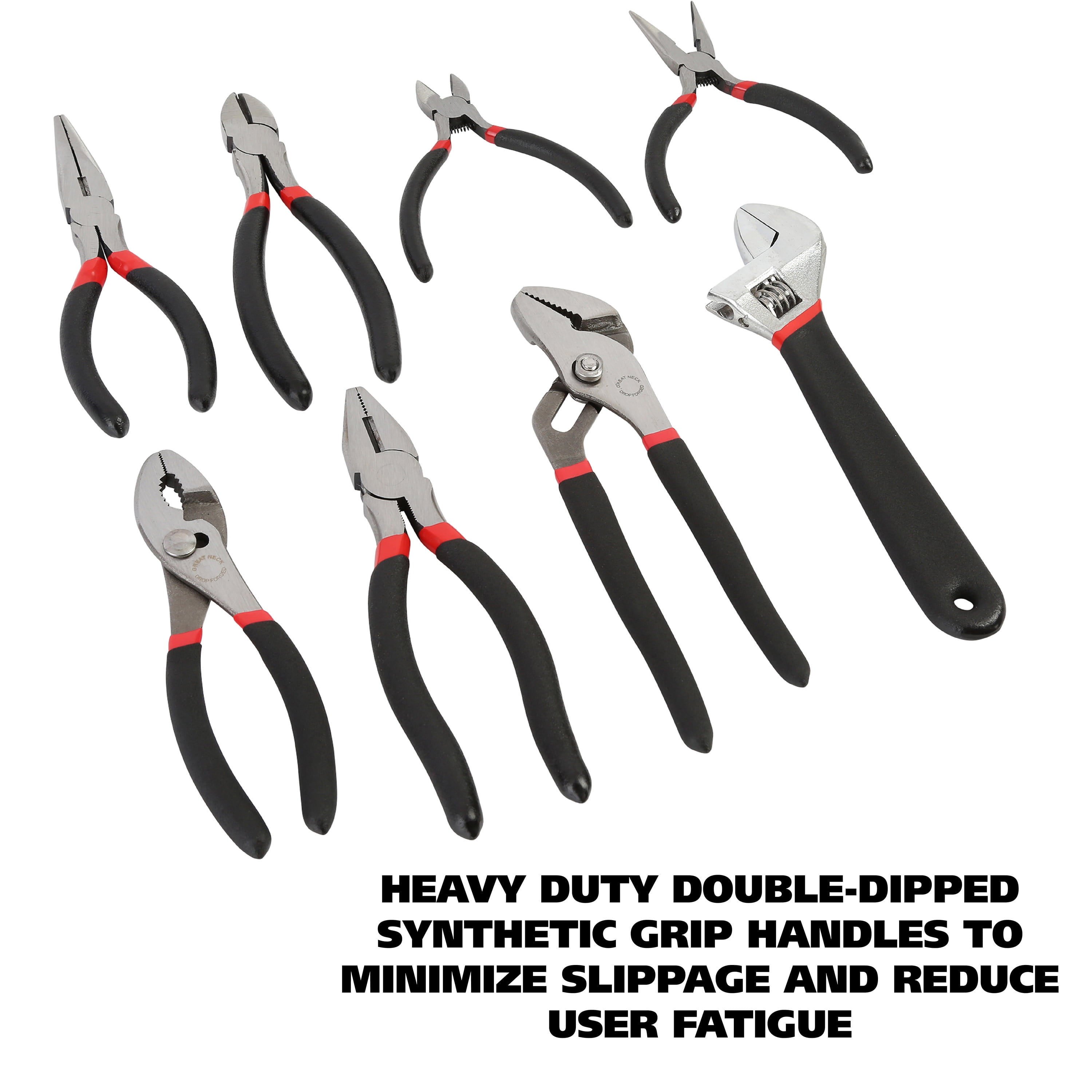 GreatNeck 8 Piece Pliers Set with Adjustable Wrench