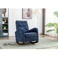 thumbnail image 5 of Modern Rocking Chair, Comfortable Fabric Padded Seat High Back Armchair, Nursery Rocking Chairs with 2 Side Pocket, Wooden Glider Chair for Nursery, Baby Room High Back Rocking Chair,Navy, 5 of 7