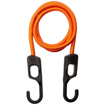 ProSource 0336917 Braided Heavy Duty Bungee Cord, 9 mm Dia x 48 in L, Plastic Hook, Hook End, Orange