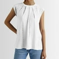 thumbnail image 2 of MIXUE Womens Summer Tops Summer Solid Color Round Neck Hollowed Out Sleeveless Fashion Casual Loose Pullover Tee Shirts Outwear,White,XL, 2 of 7