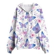 thumbnail image 4 of idosla Womens Zip Up Hoodies Oversized Sweatshirts Drawstring School Butterfly Printed Outfits Casual Jackets 2025 Clothes (Light Purple, XL), 4 of 7