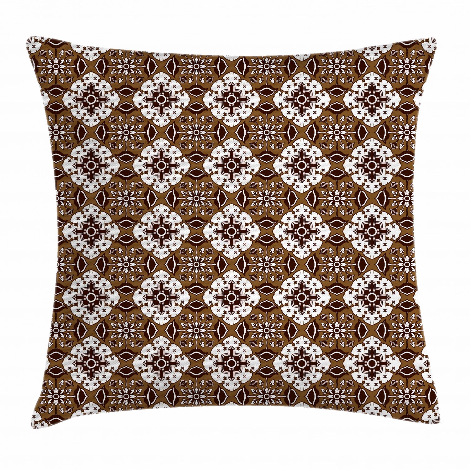 Chocolate Throw Pillow Cushion Cover, Brown Toned Ancestral Batik