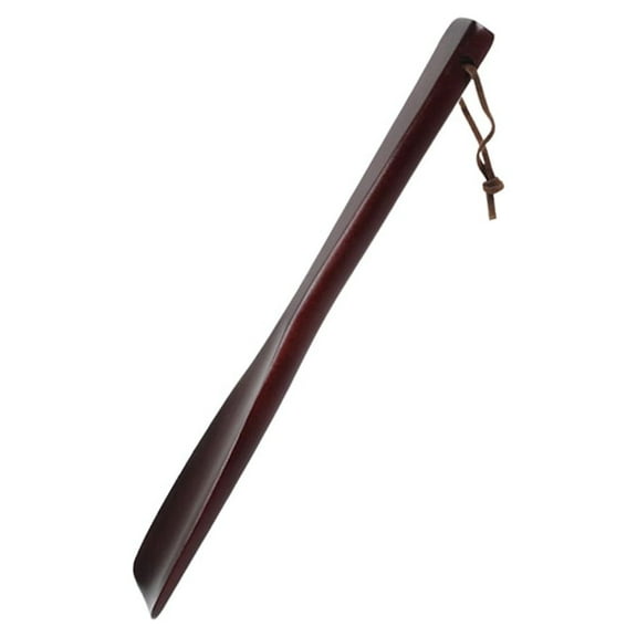 Raindrops Durable Dark Brown Wooden Shoe Horn Tool for Home Use Ergonomic Design Lightweight Long Handle 1pc