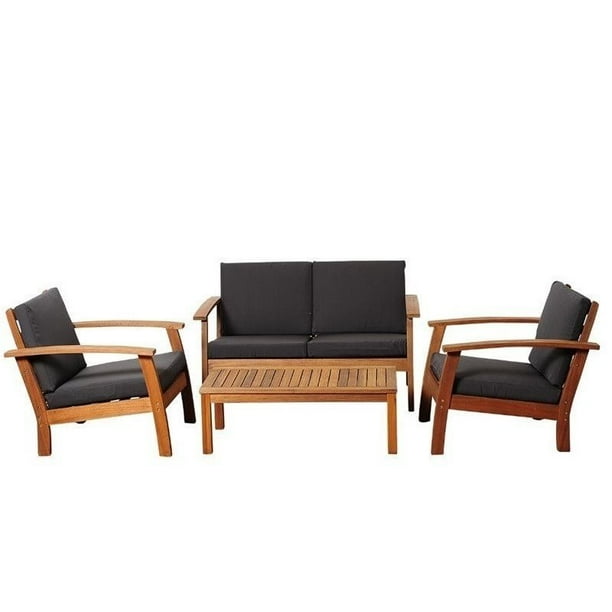 Pemberly Row 4 Piece Outdoor Sofa Set In Brown Com Pemberly Row 4 Piece Outdoor Sofa Set, Furniture Row Outdoor Furniture