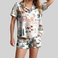 thumbnail image 2 of felwors Pajamas for Women Set Short Sleeve Button-Down 2 Piece PJ Set Lounge Sleepwear Cute Graphic Tees PJ Set Orange, XXL, 2 of 6