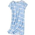 thumbnail image 3 of FOREEMME Women's Nightgown Cotton Sleepshirts Short Sleeve Nightshirt Loose Comfy Pajama Blue Moon M, 3 of 8