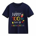 thumbnail image 7 of XAOFW Kids T-Shirts Boys 100 Days Of School Letter Princool Youth Children Blend Short Sleeve Crew Neck Fashionable Cozy Party Night Top, 7 of 7