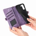 thumbnail image 3 of Dteck Zipper Wallet Pocket Case for Samsung Galalxy S23 FE, Shockproof with Card Holders for Women Men Premium PU Leather Embossed Patterned Flip Folio Stand Wristlet TPU Inner Shell Phone Case,Purple, 3 of 11