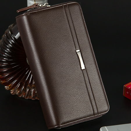 Business Men Luxury Wallets Long PU Leather Cell Phone Clutch Wallet Purse Hand Bag Top Zipper Large Wallet Card